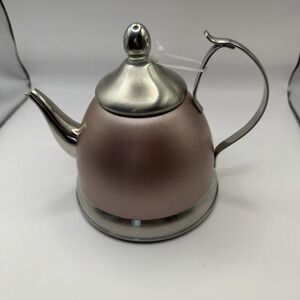 Nobili-Tea 1 Qt Stainless Steel Infuser Tea Pot Kettle Rose Gold Silver NWT